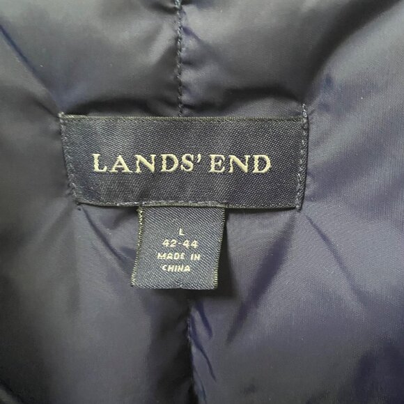 Lands End Mens Goose Down Puffer Vest L 42-44 Navy Lightweight Warm Nylon Shell - Picture 5 of 7